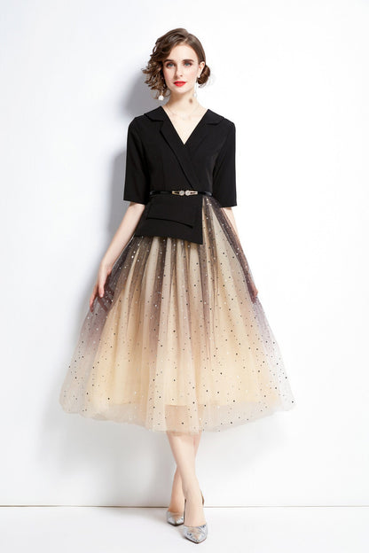 Gradient Champagne Formal Evening Dress-0