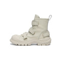 Ivory Platform Martin Boots with Velcro Straps-0