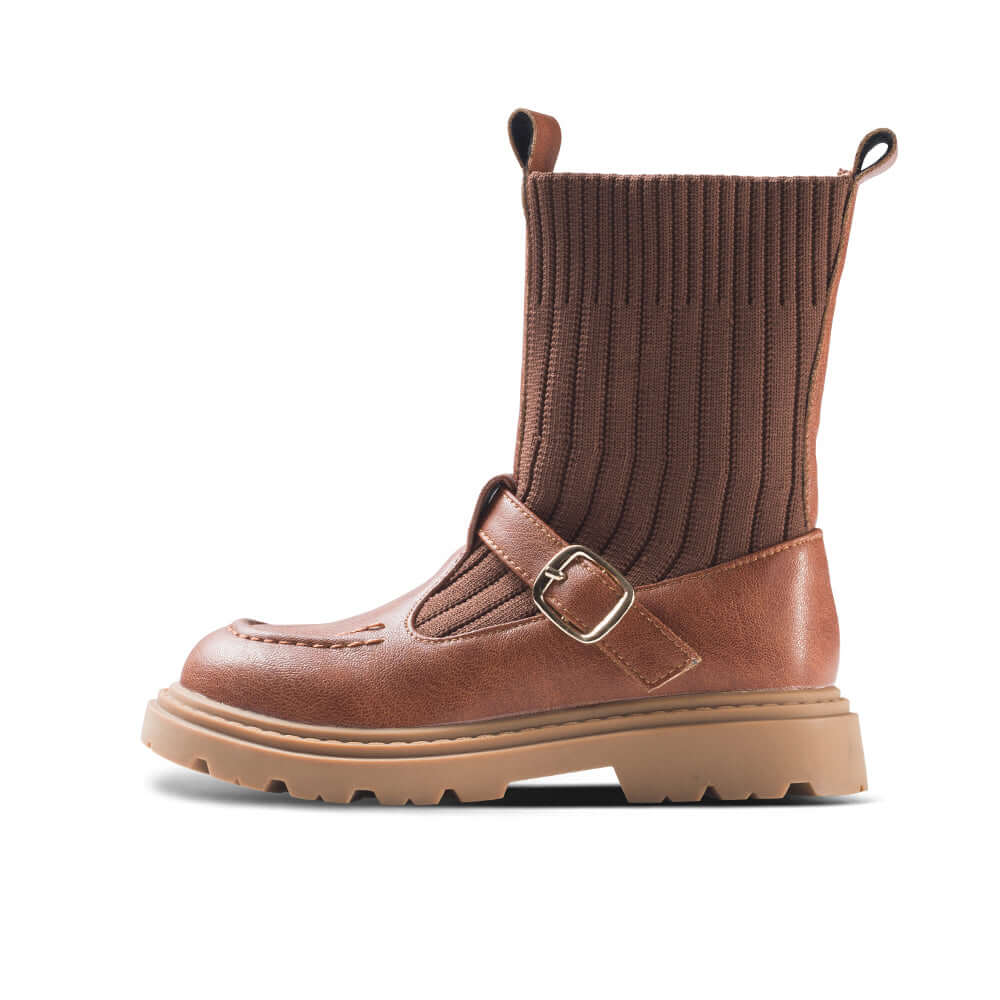 Knit Sock Heel Boots for Girls-0