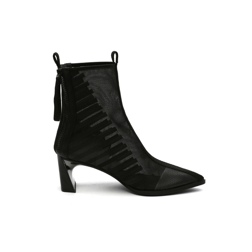 Skyline Mesh-Trimmed Leather Ankle Boots-2