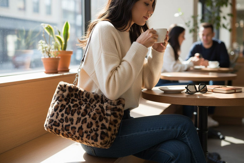 Handväska Leopard – Trendig mjuk väska med kedjedetalj