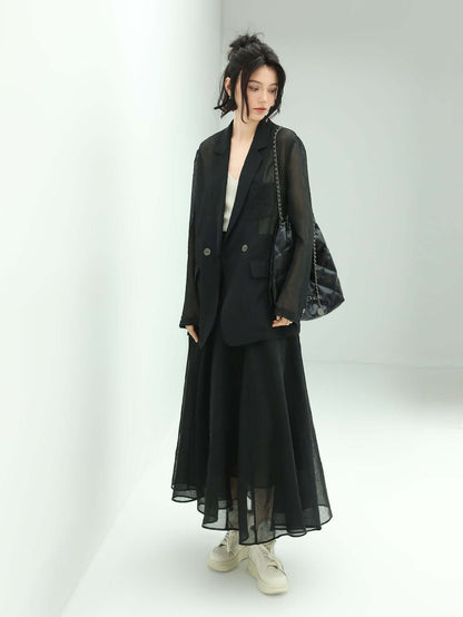 Lightweight Embroidered Sheer Blazer-1