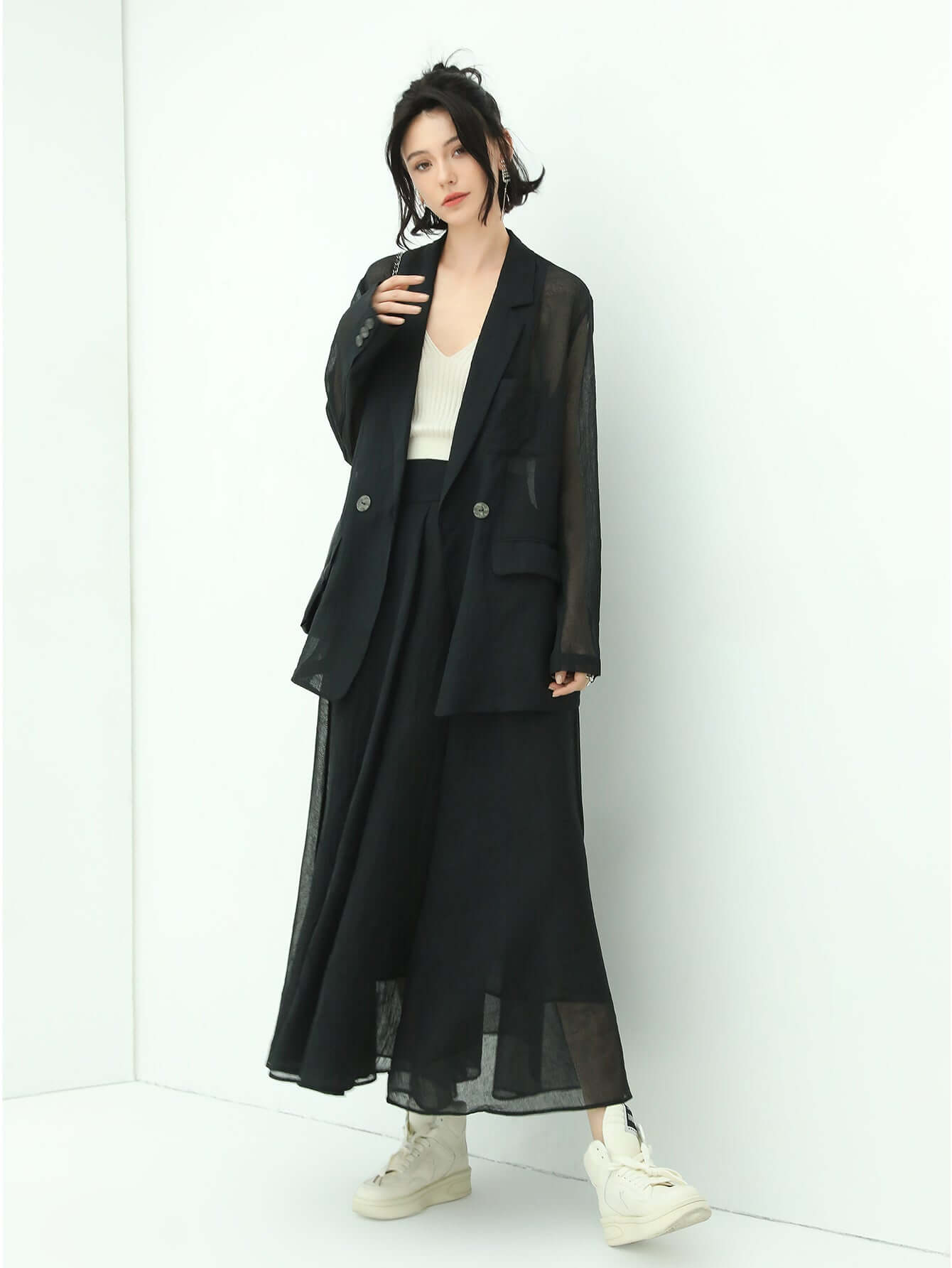 Lightweight Embroidered Sheer Blazer-2