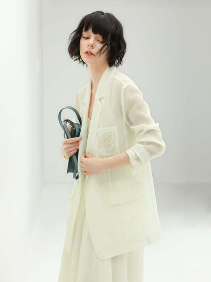 Lightweight Embroidered Sheer Blazer-5