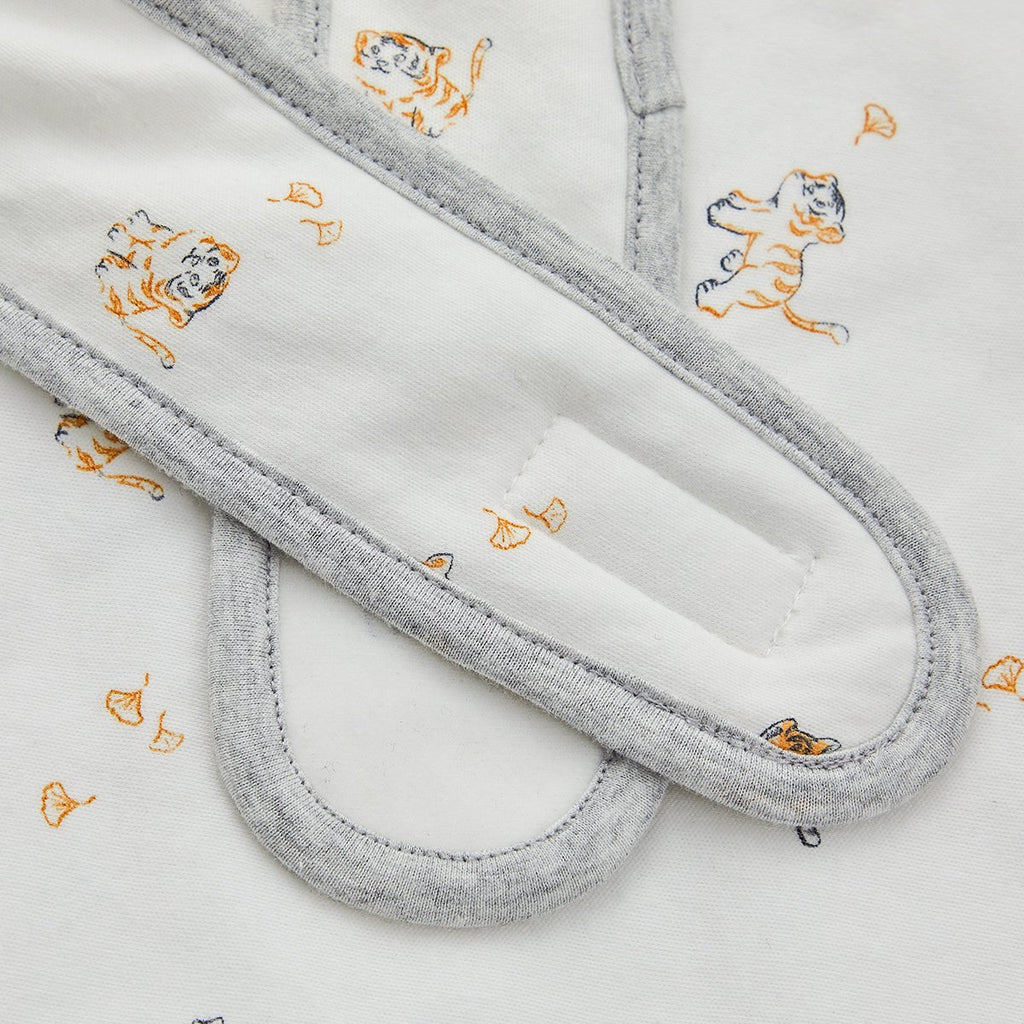 Lively Tiger Comfort Cotton Baby White Swaddle Wrap-4