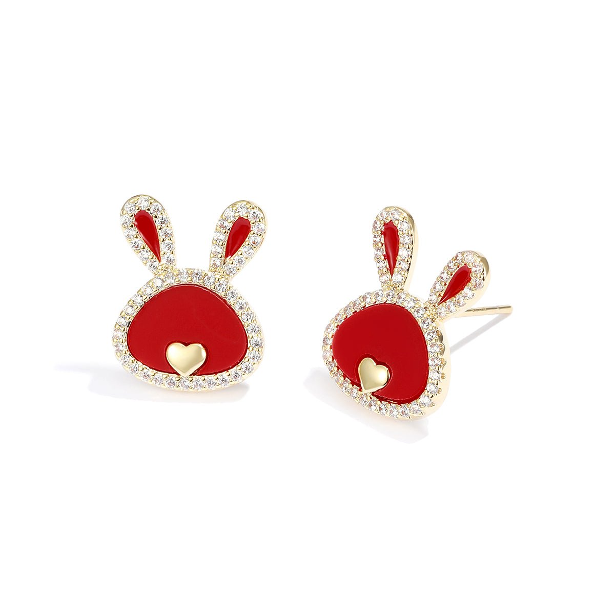 Love Rabbit Year Red Earrings-2