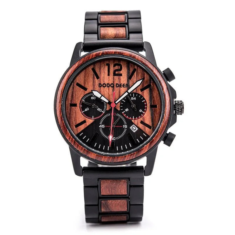 Luminous 10M Waterproof Wood Quartz Watch For Men