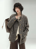 Luxurious Sequin-Knit Wool Coat in Mocha-0