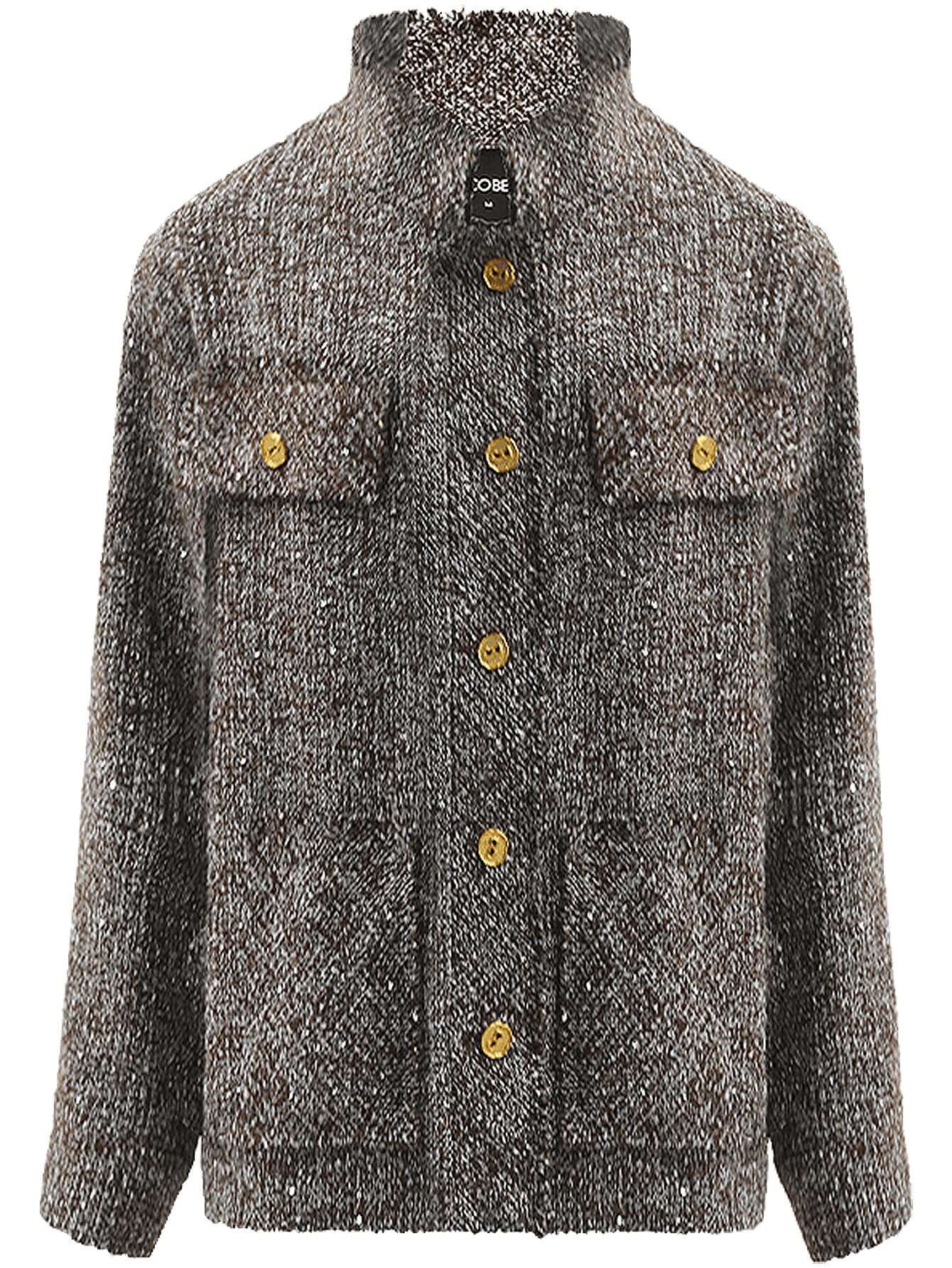 Luxurious Sequin-Knit Wool Coat in Mocha-3