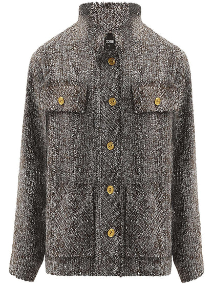 Luxurious Sequin-Knit Wool Coat in Mocha-3