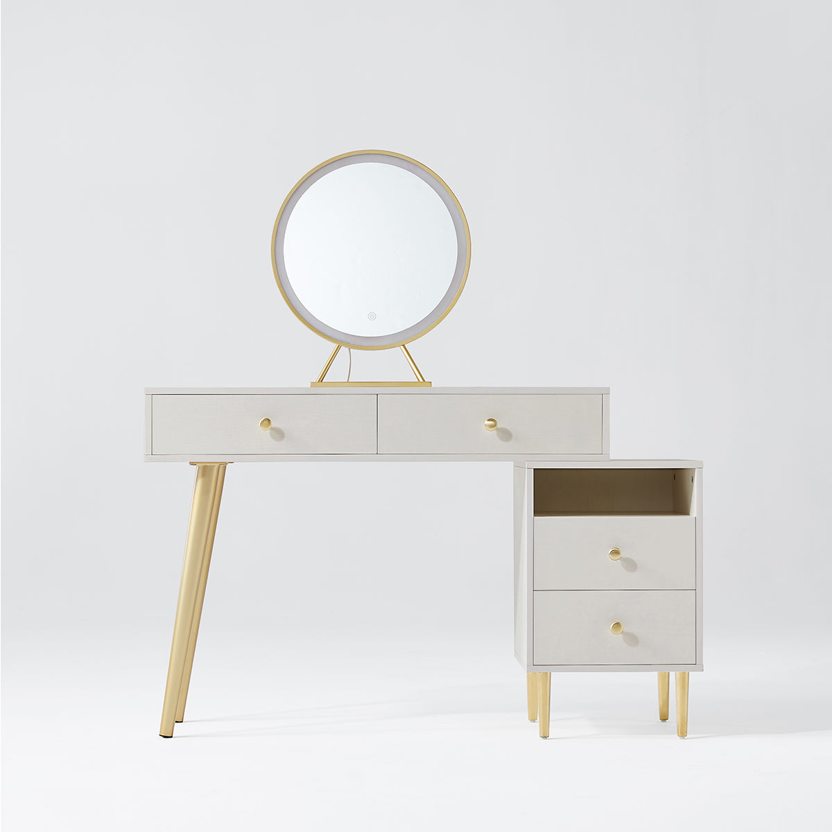 Luxury Dressing Table with Ivory Stool Set-2