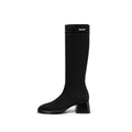 Mademoiselle Round Toe Knee High Sock Boots-0