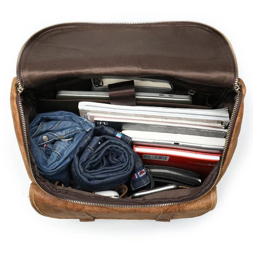 Men's Elegant Cowhide Leather Backpack