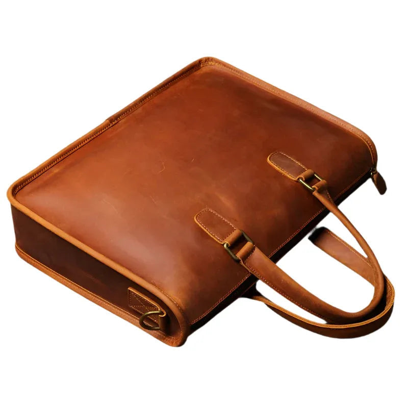 Men's Leather Briefcase Computer Shoulder Bag