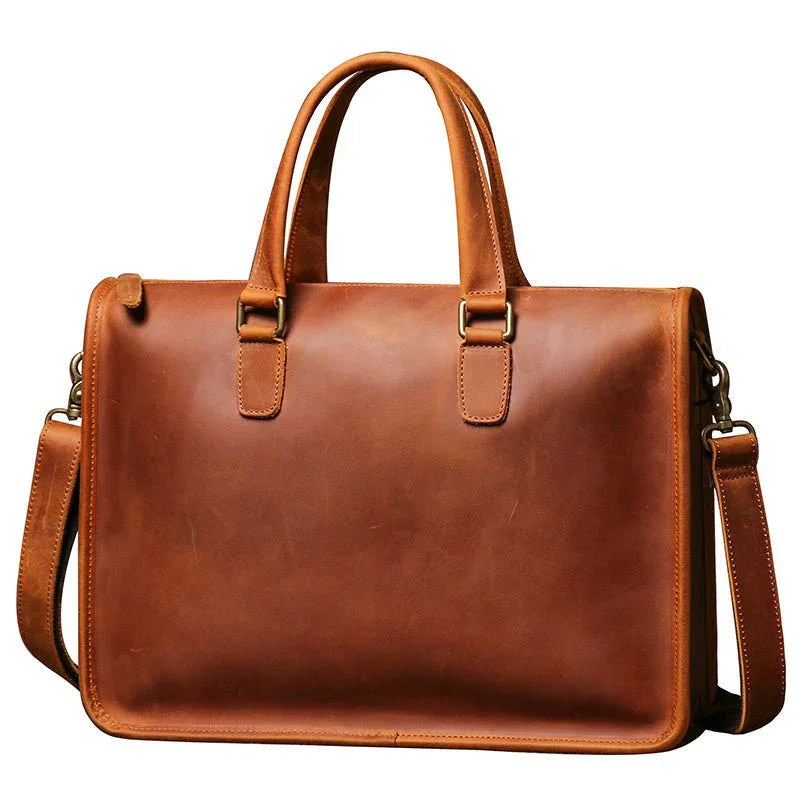 Men's Leather Briefcase Computer Shoulder Bag