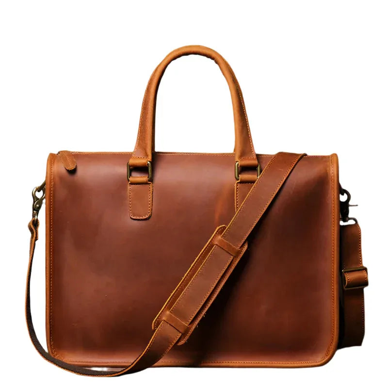 Men's Leather Briefcase Computer Shoulder Bag