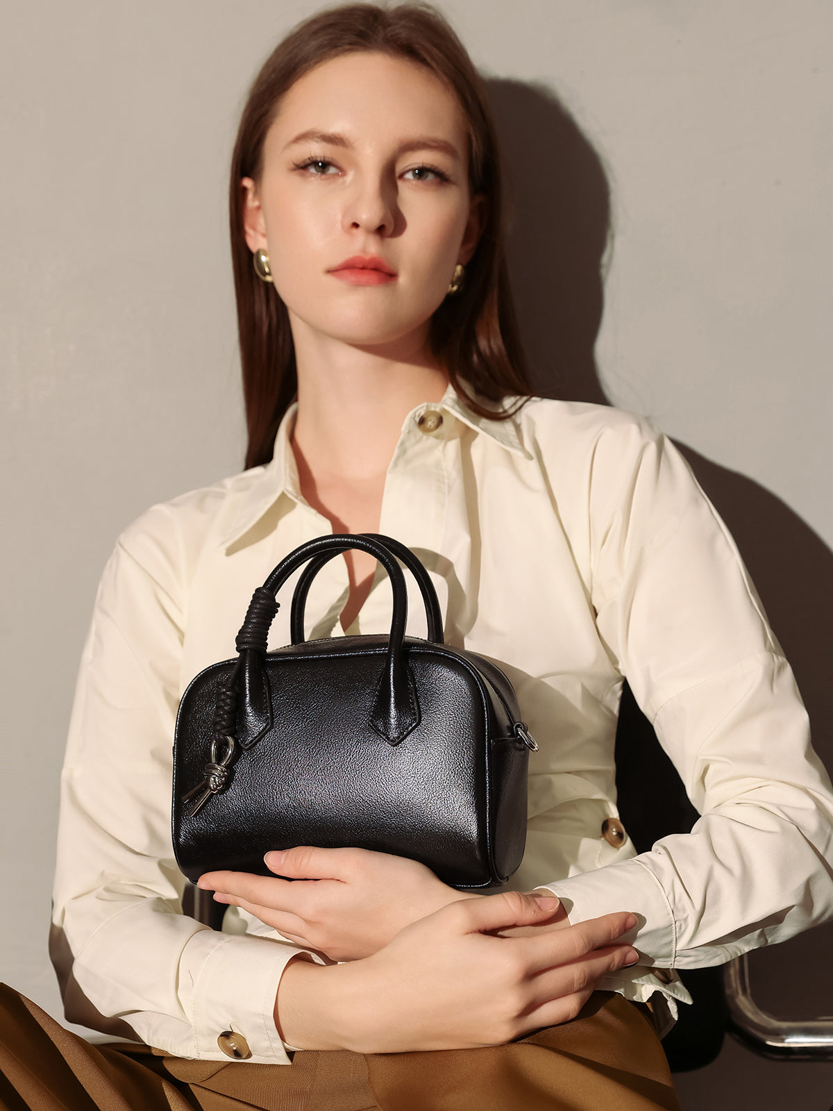 Meredith Leather Boston Top Handle Bag-3