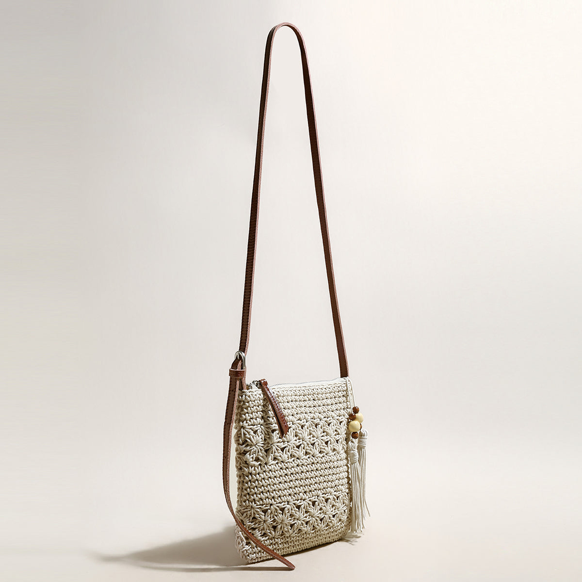 Mini White Boho Chic Leather Strap Shoulder Bag-1