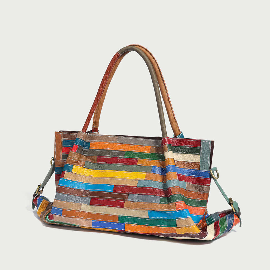 Multicolor Brick Large Leather Tote Bag-2