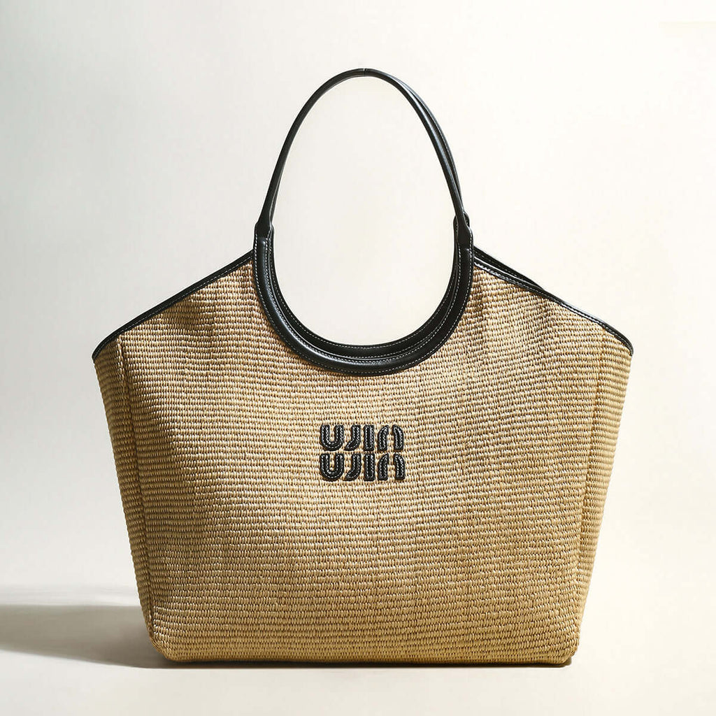 Natural Khaki Woven Tote Bag-0