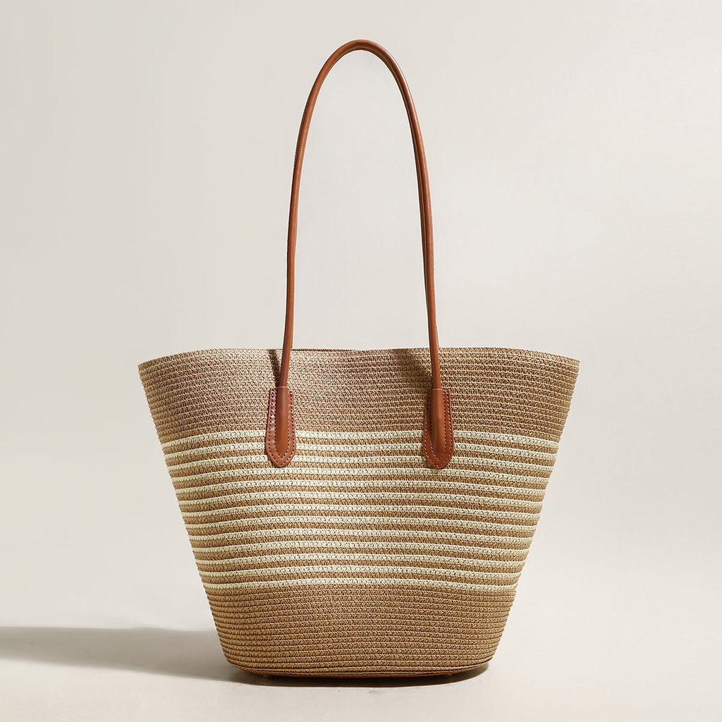 Natural Straw Woven Basket Tote Bag-0