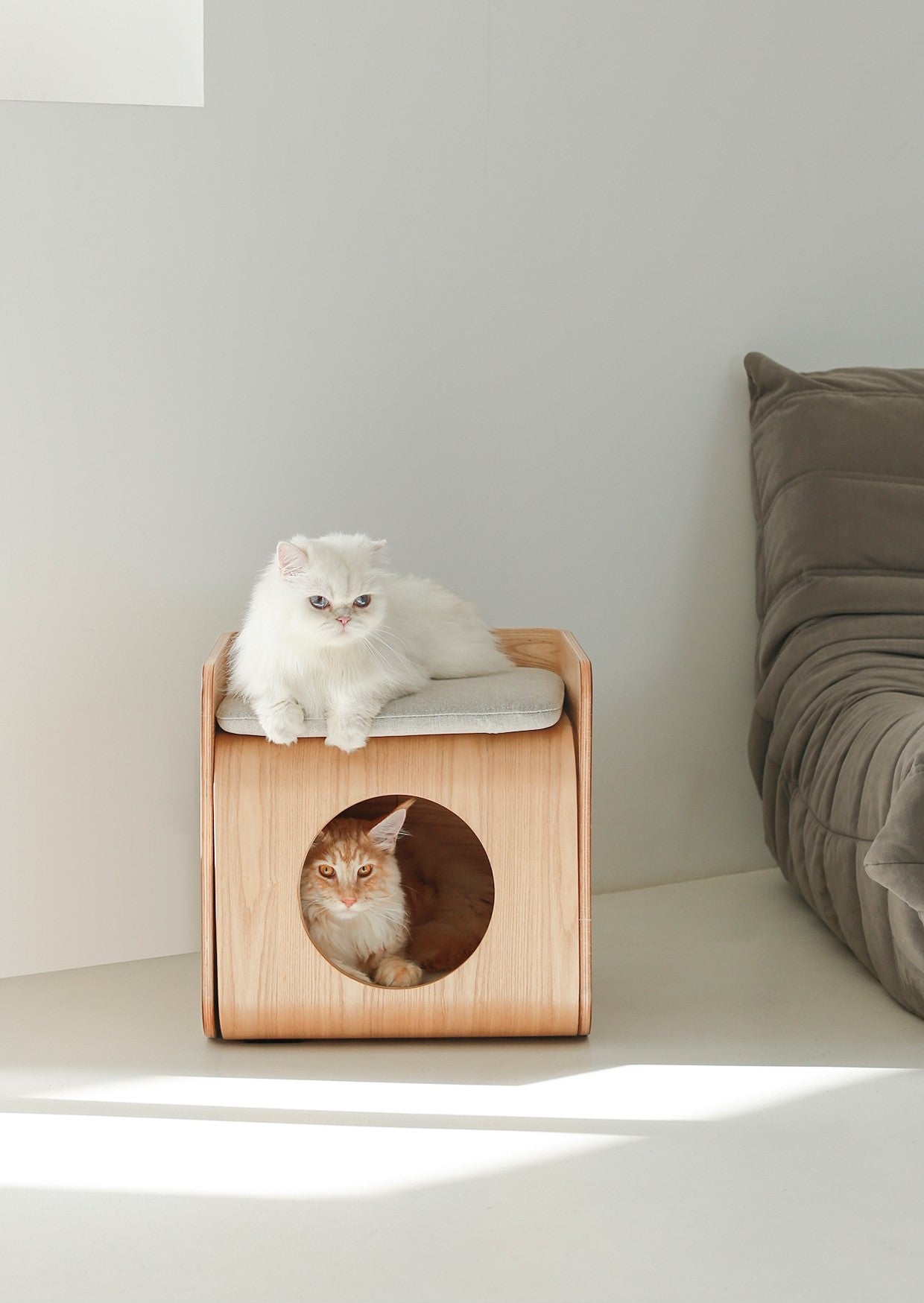 Natural Wood Cat Bed House-0