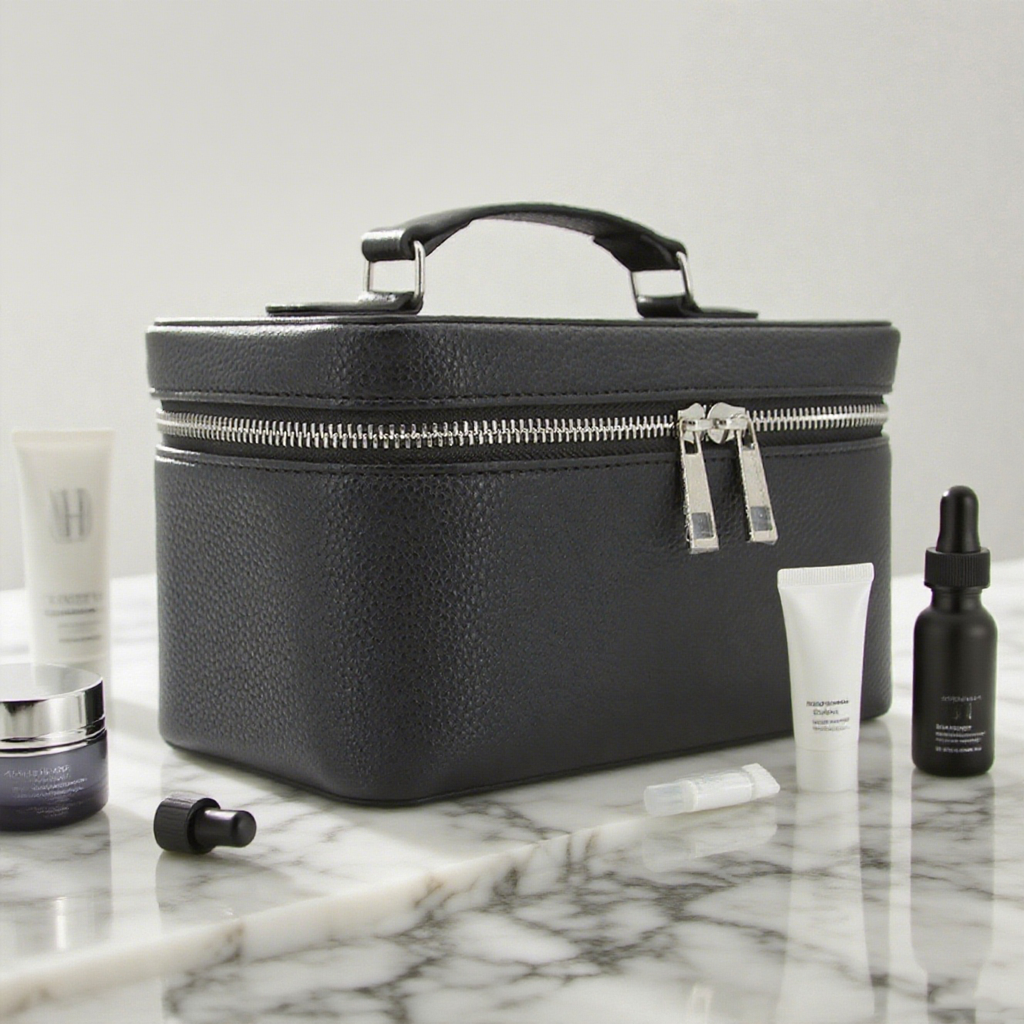 Necessär &amp; Sminkväska – Lyxig toalettväska i läderlook (stor)