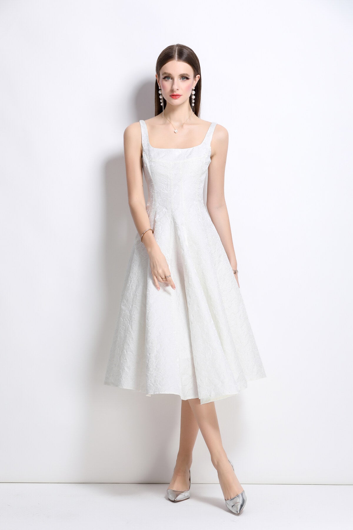 Paloma Slim Fit Jacquard Midi Dress-5