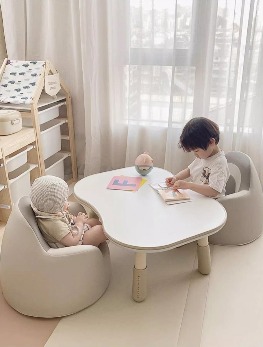 Peanut Height Adjustable Dual-kid White Study Table-4
