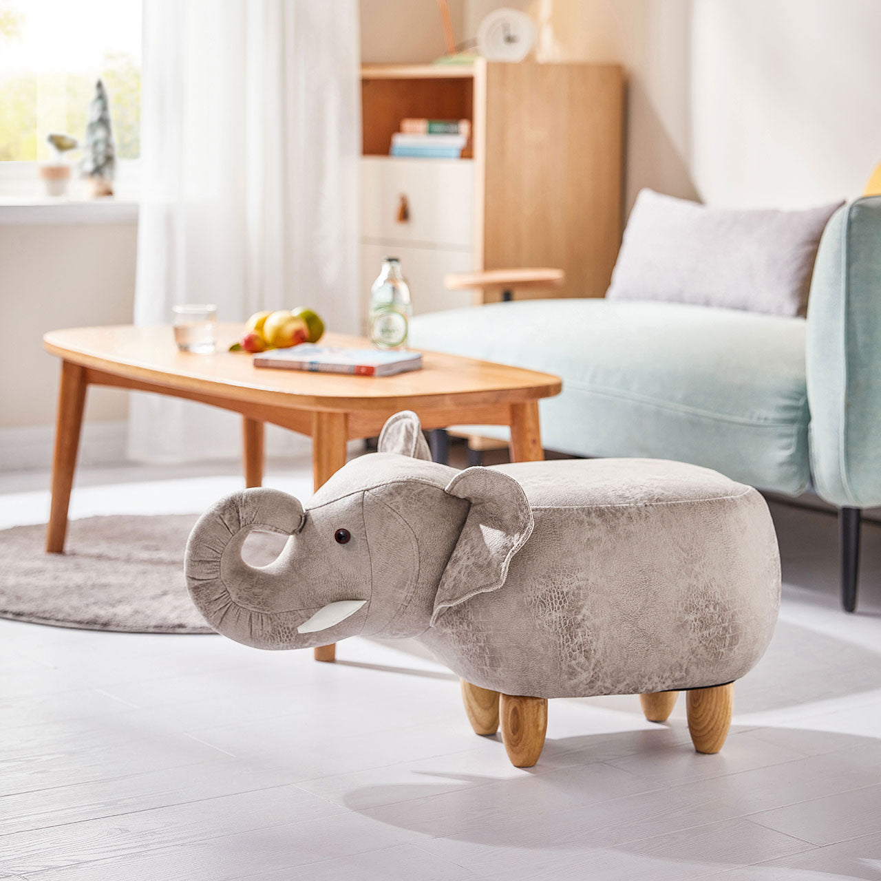 Playful Elephant Kids Grey Stool-1