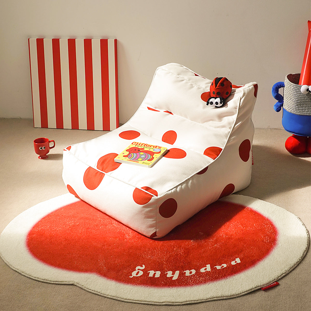 Polka Dot Lady Bug Bean Bag Chair-2