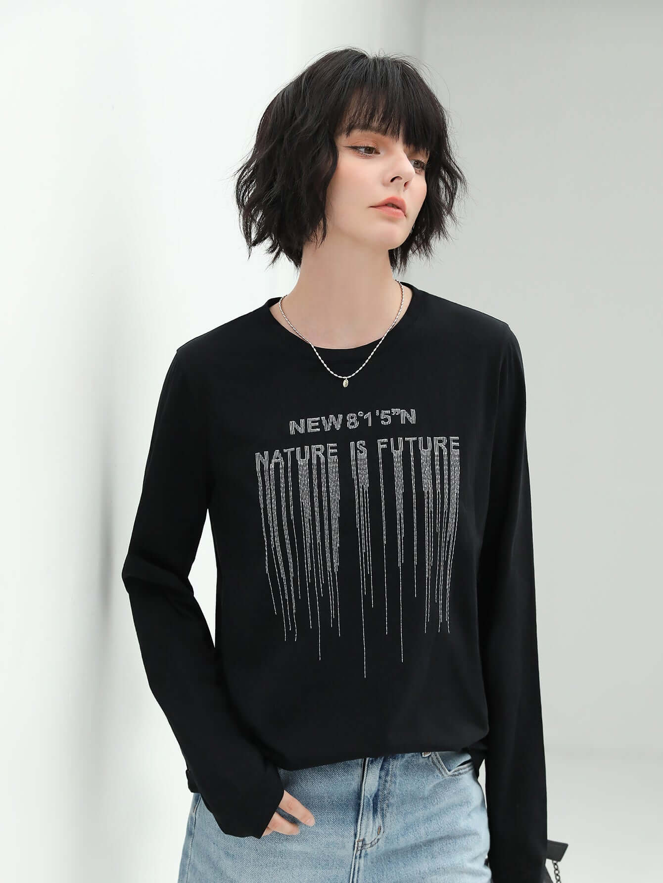 Printed Black Long Sleeve NATURE IS FUTURE-2