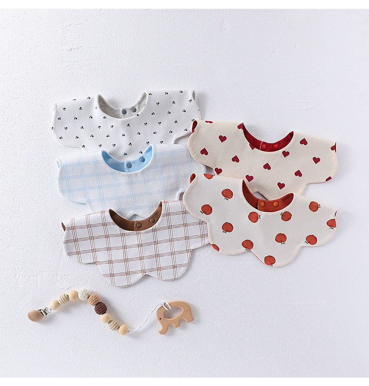 Adorable Simple Pattern Cotton Snap-on Flowers Shaped Bib
