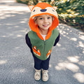 Winter and Autumn Boys Animals Cartoon Pattern Long Sleeves Zip-up Hooded Coat