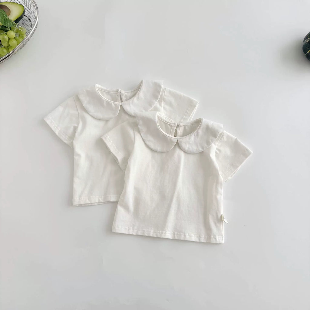 Summer Hot Selling Baby Kids Unisex Sleeveless Simple Plain Strap Rompers Overalls and White T-Shirt Clothing Set