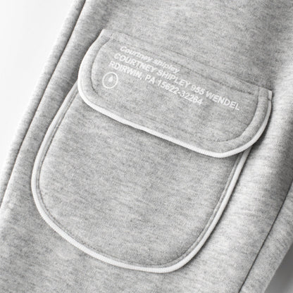 Baby Girl Letter Graphic Solid Color Fleece Trousers