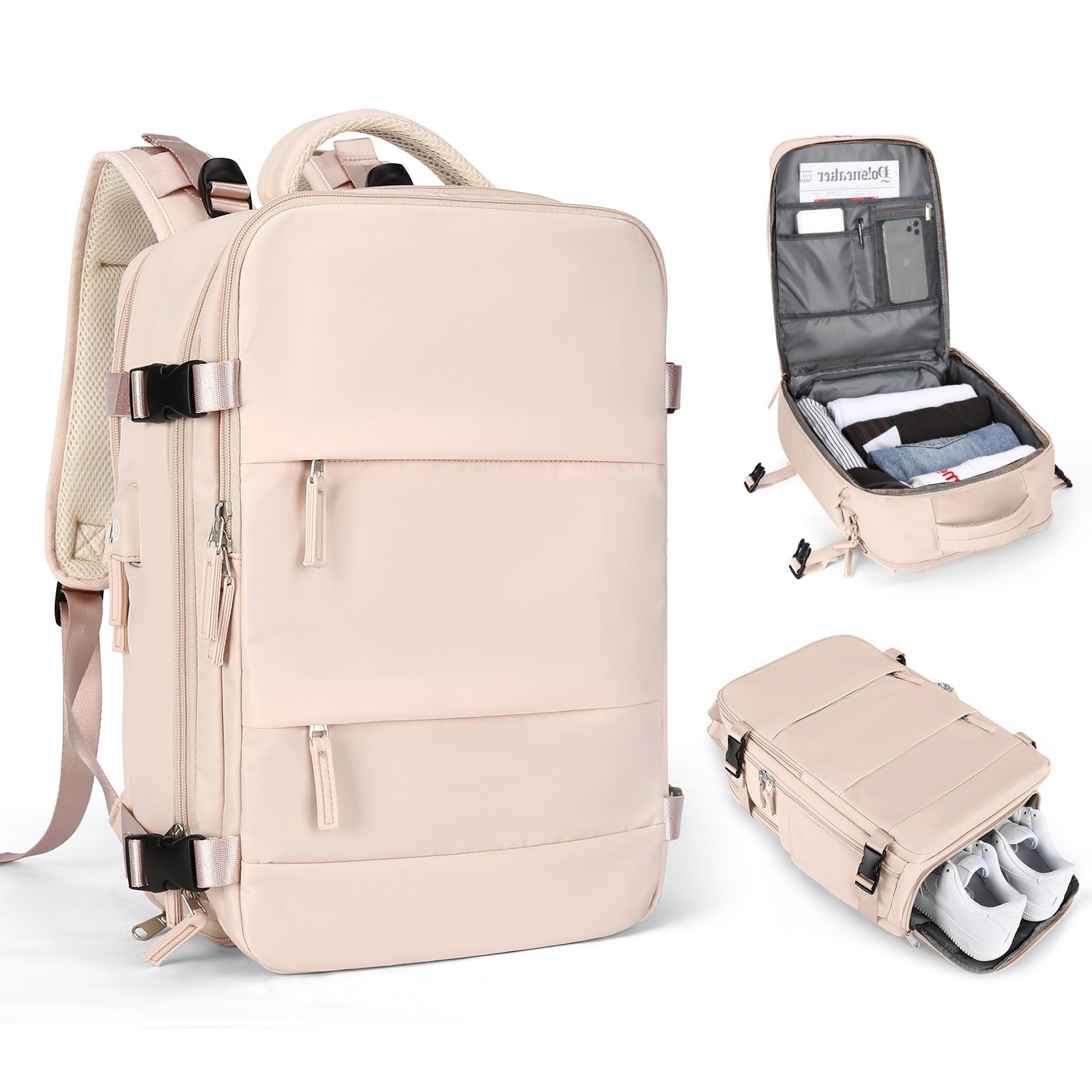 Multifunktionaler Reseryggsäck 35L – Aufbewahrung, 180° Öffnung und Handtasche