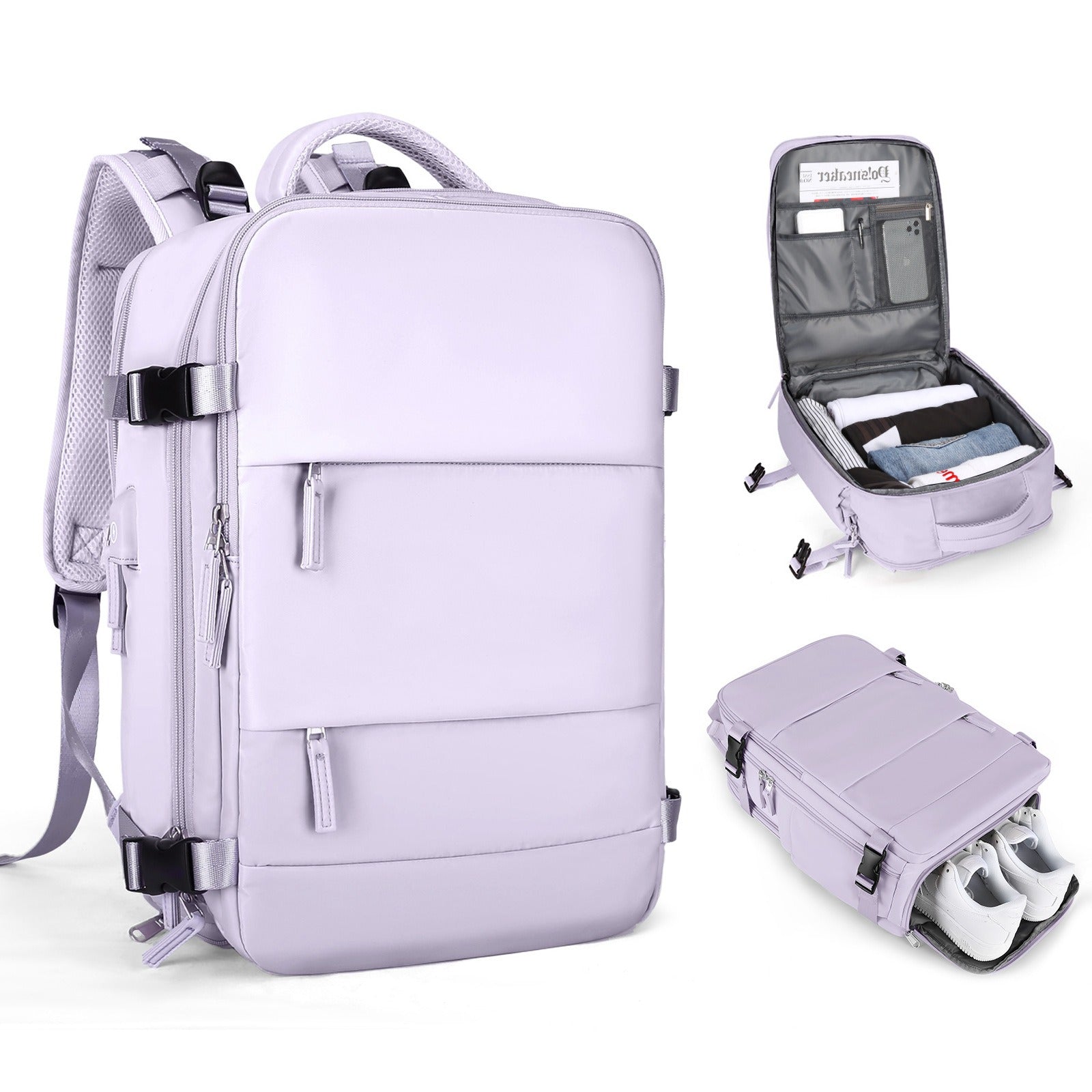 Multifunktionaler Reseryggsäck 35L – Aufbewahrung, 180° Öffnung und Handtasche