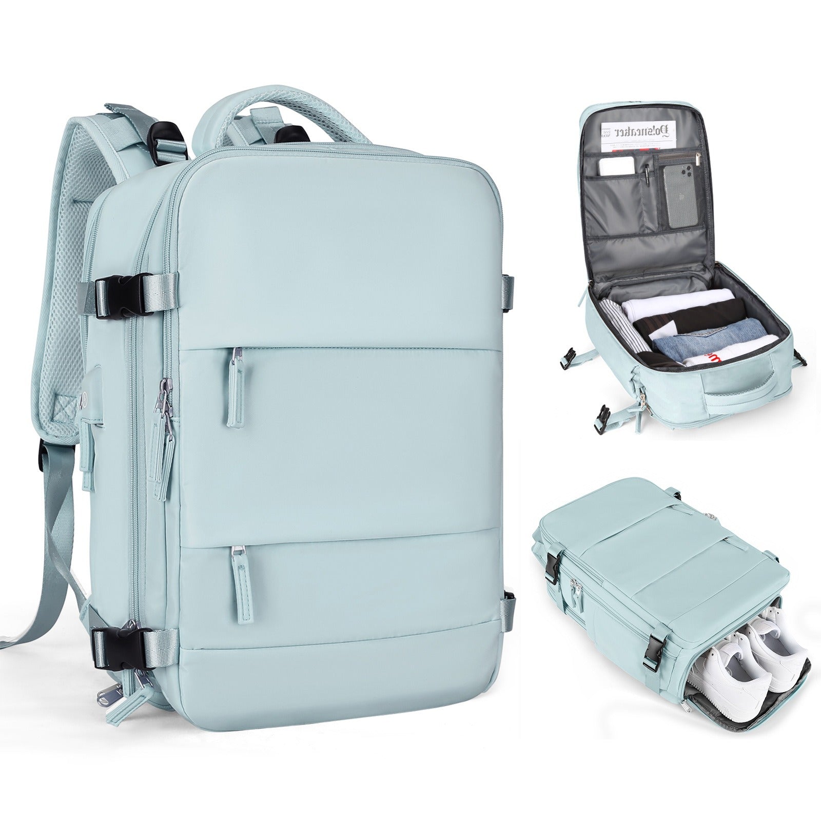 Multifunktionaler Reseryggsäck 35L – Aufbewahrung, 180° Öffnung und Handtasche