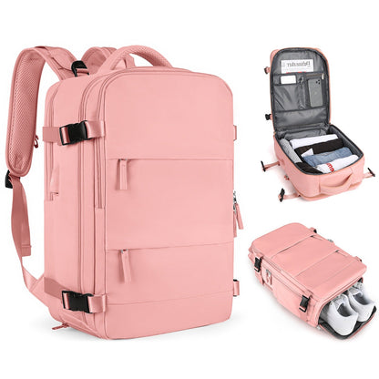 Multifunktionell Reseryggsäck 35L – Skofack, 180° öppning & handbagage