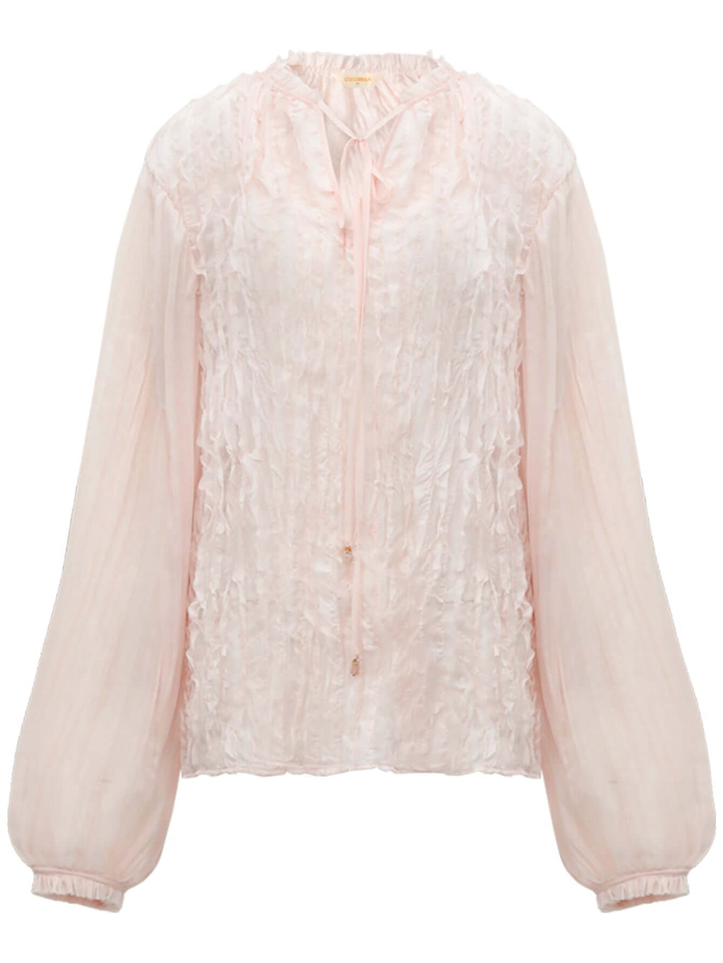 Romantic Soft Pink Blouse with Bubble Sleeves-3