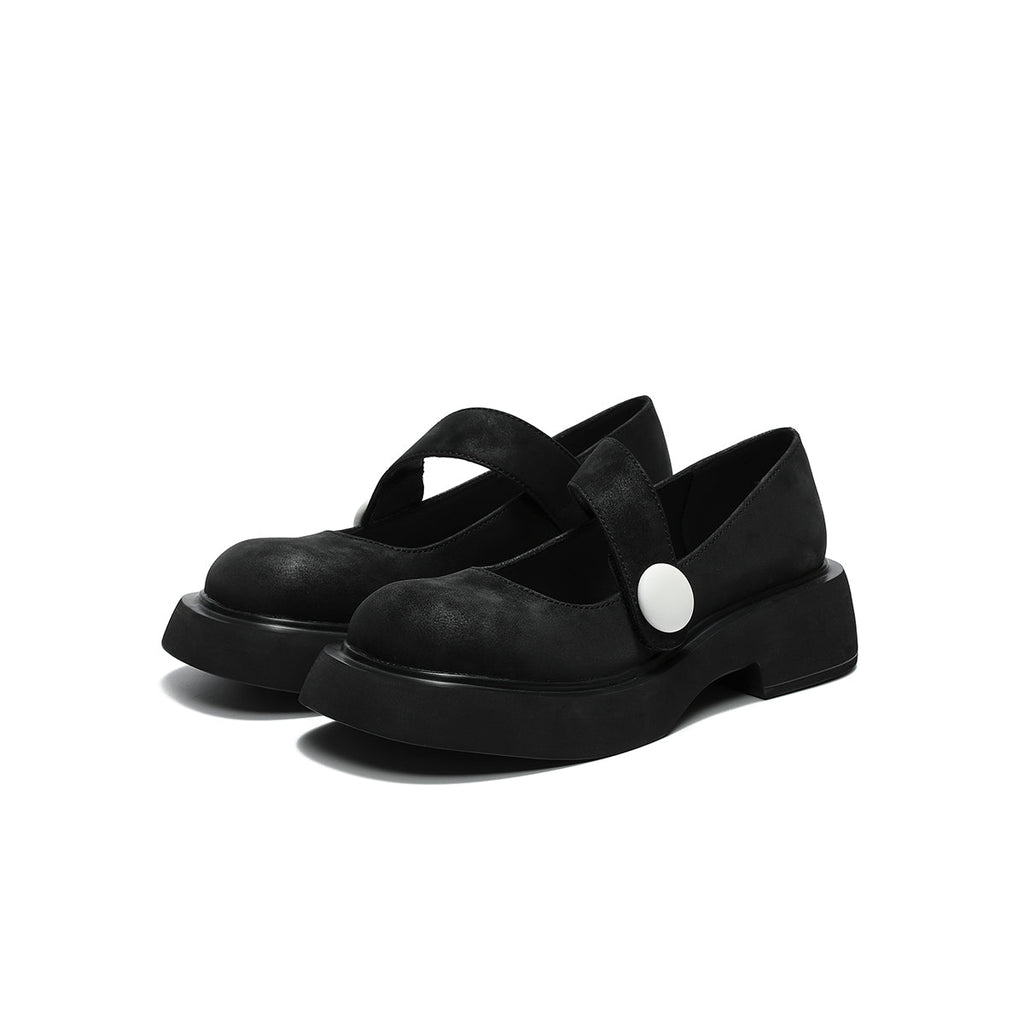 Round-Toe Low-Cut Platform Mary Jane Shoes-1