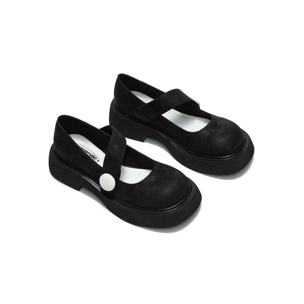 Round-Toe Low-Cut Platform Mary Jane Shoes-2
