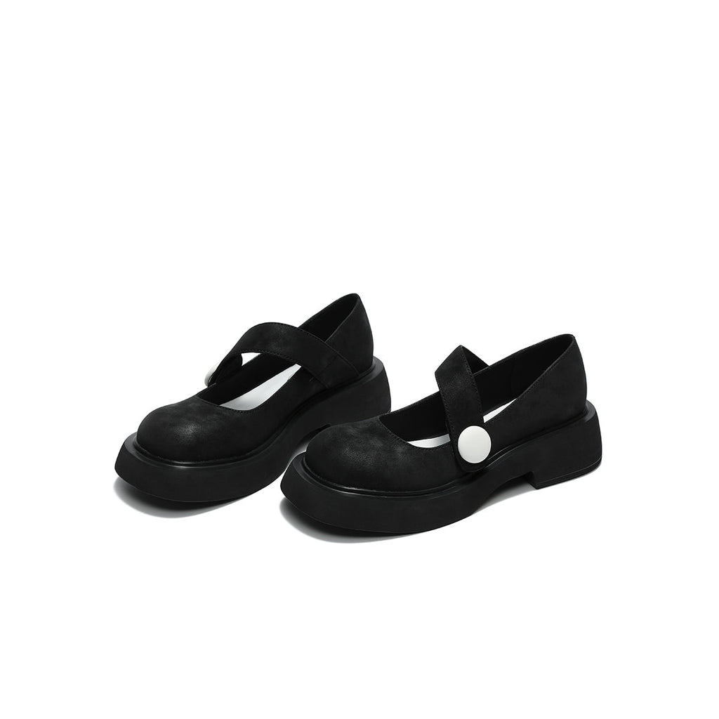 Round-Toe Low-Cut Platform Mary Jane Shoes-3