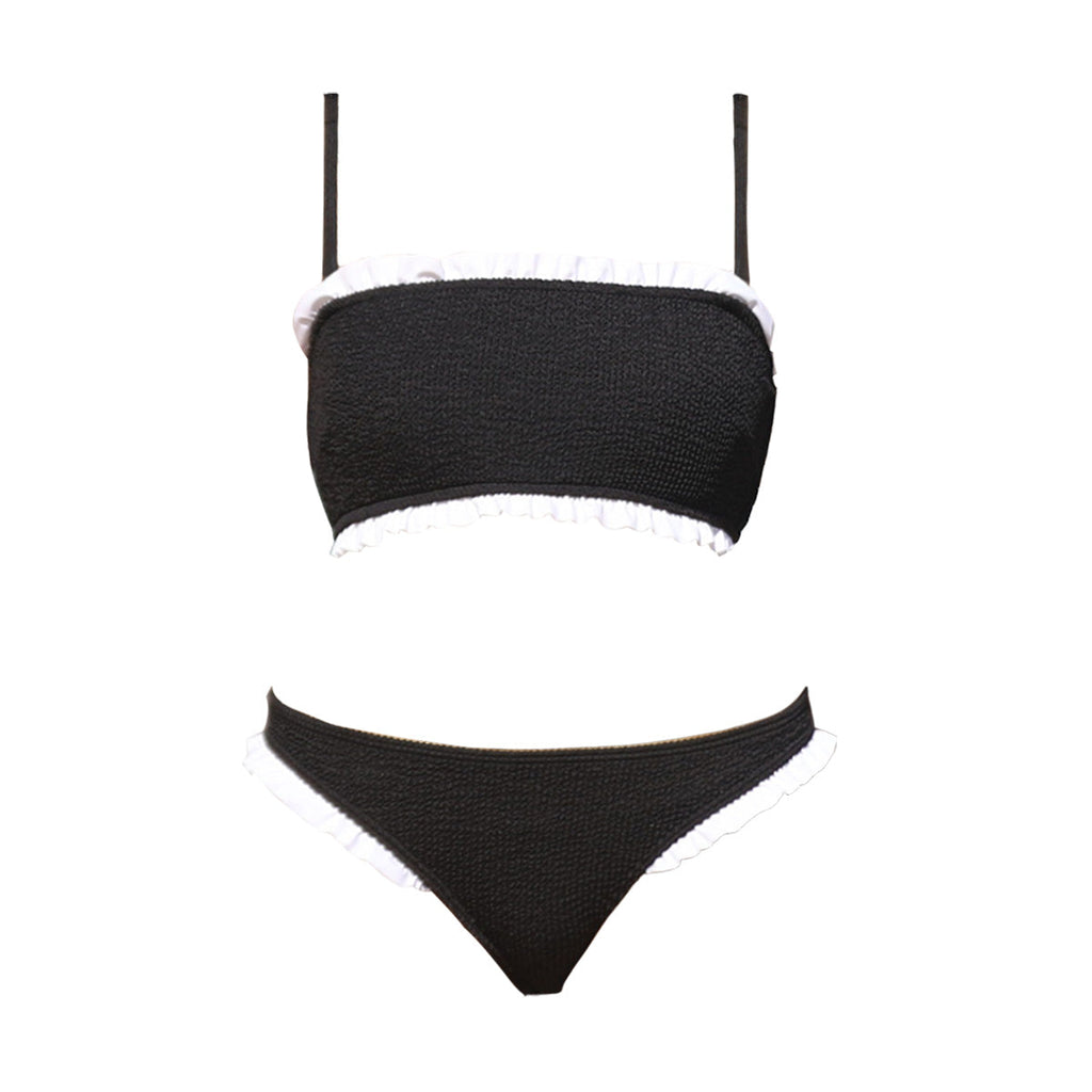 Ruffle Trim Two Piece Bandeau Swimsuit-3
