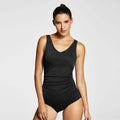 Shirred Athletic One Piece Swimsuit-0