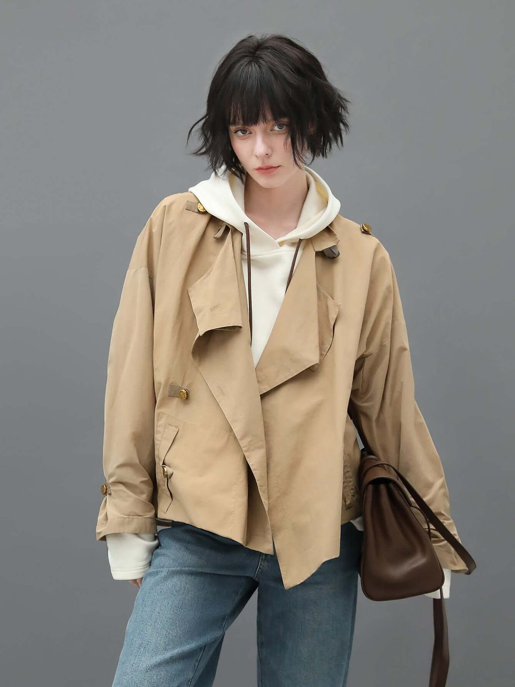 Short Khaki Trench Coat-0