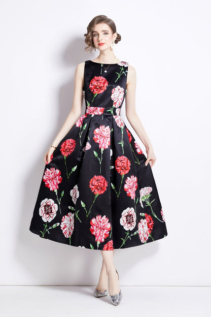 Sleeveless High Waist Tailored Fit and Flare A Line Dress-2