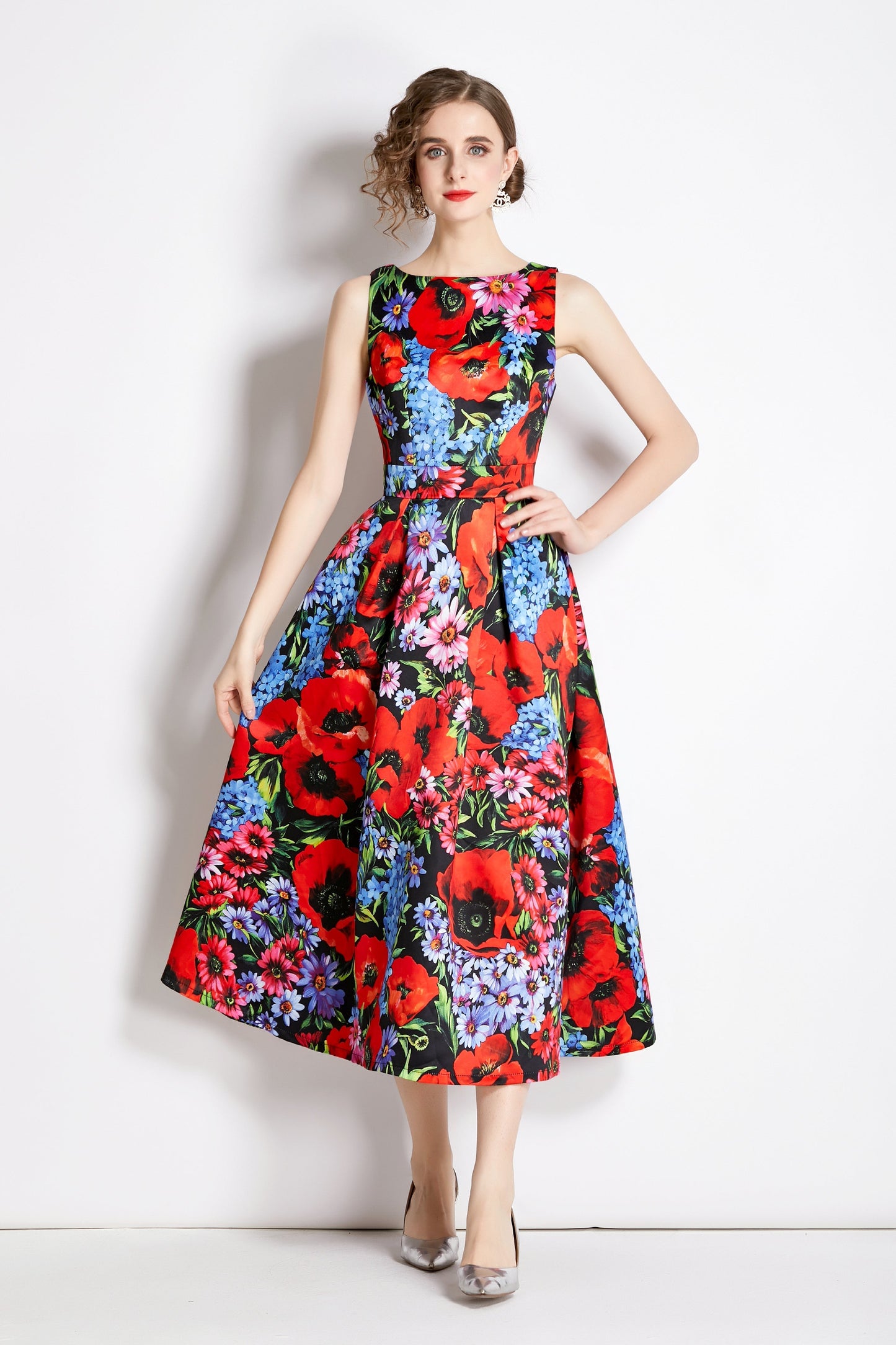 Sleeveless Structured Tailoring High Waisted Dress-4