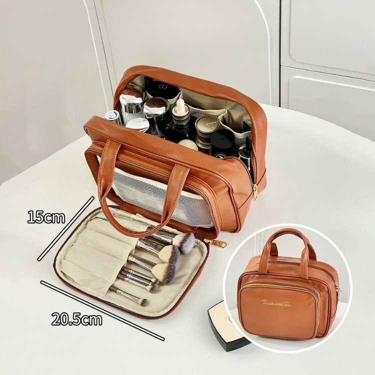 Sminkväska med borsthållare – Rymlig notwendig für smart förvaring